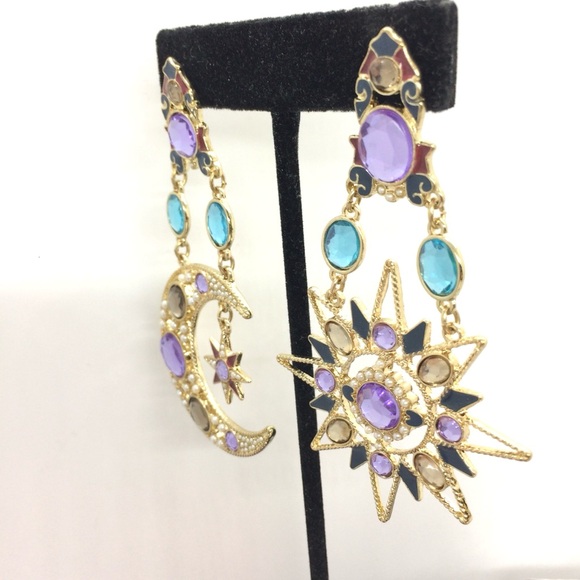 EYE CANDY LOS ANGELES CELESTIAL MOON STARS SUN MISMATCH POST BACK EARRINGS - Picture 4 of 7